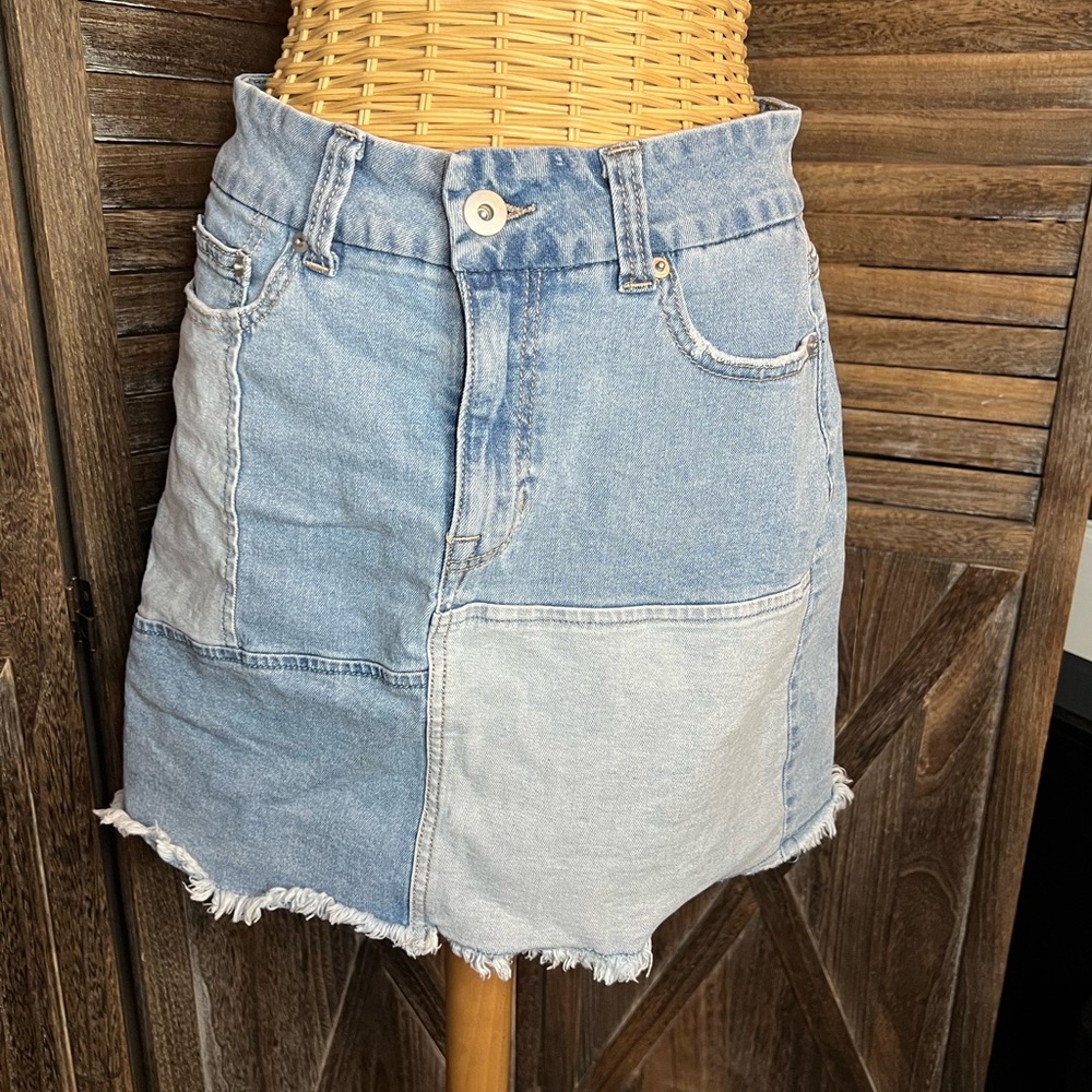Denim Patchwork Skirt (No Boundaries)